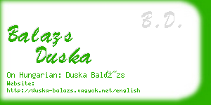 balazs duska business card